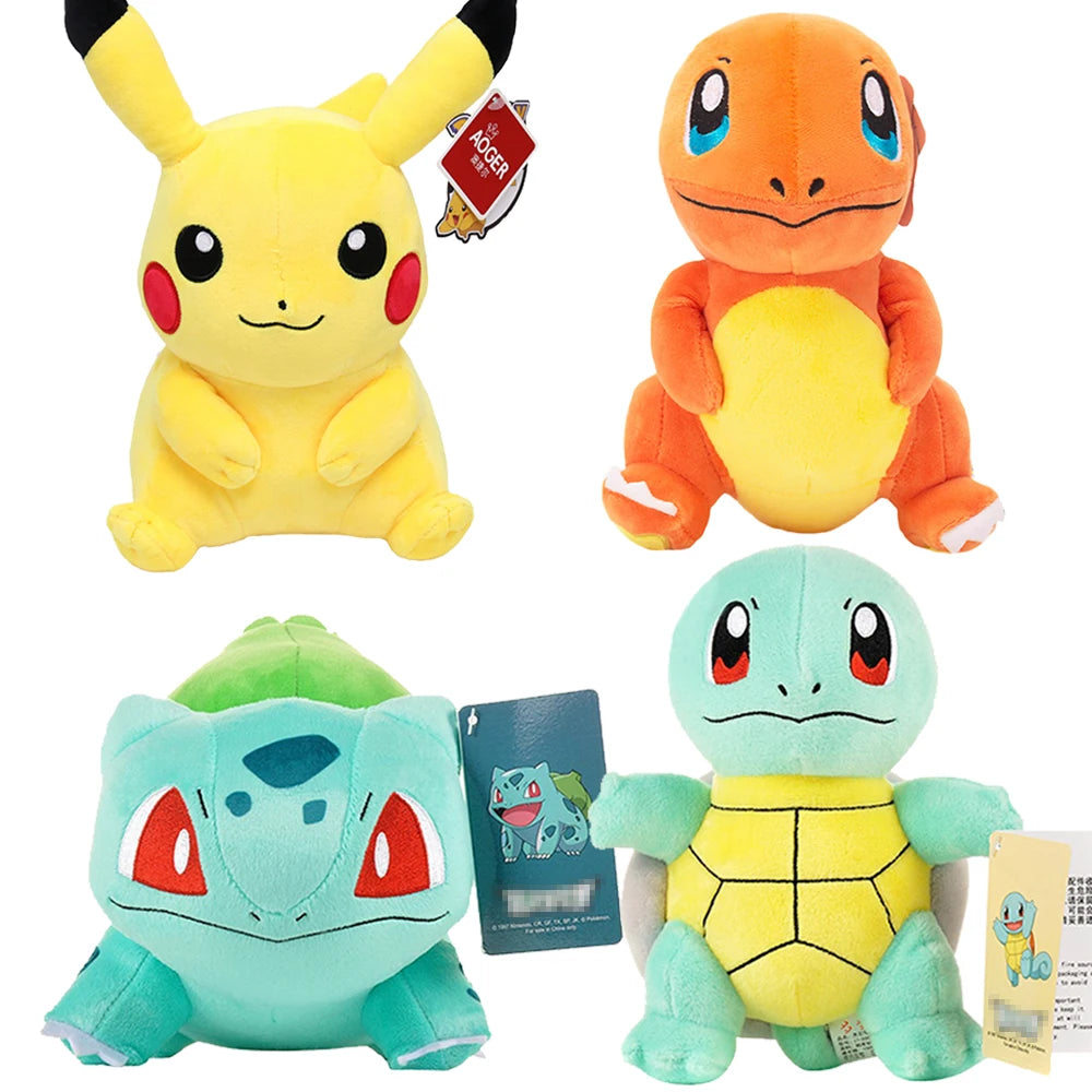 Pelúcia Pokémon de Alta Qualidade com Etiqueta Pikachu Charmander Squirtle Bulbasaur