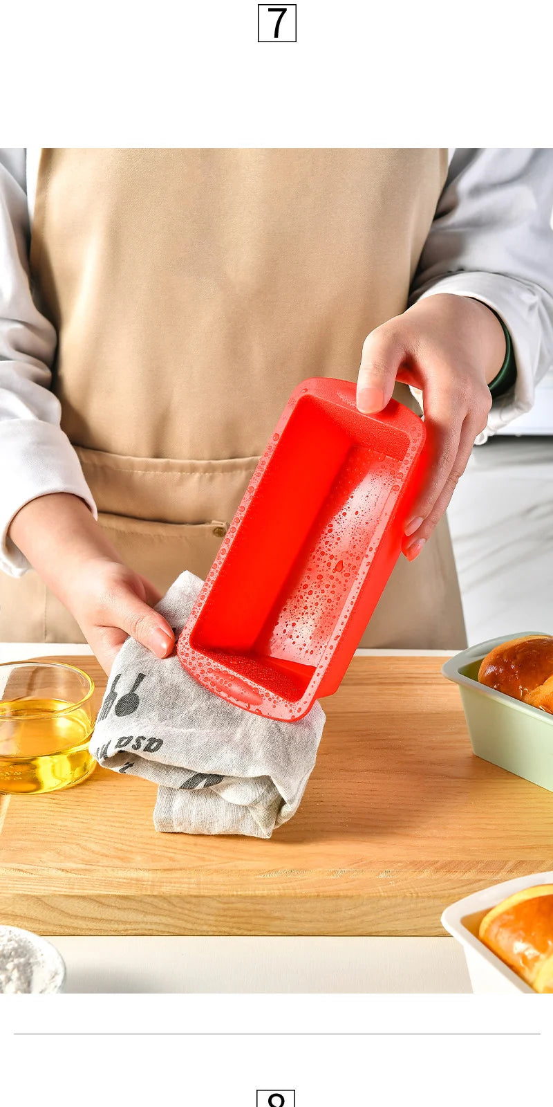 Conjunto de Moldes de Silicone para Pão Caseiro e Bolos Retangular Antiaderente
