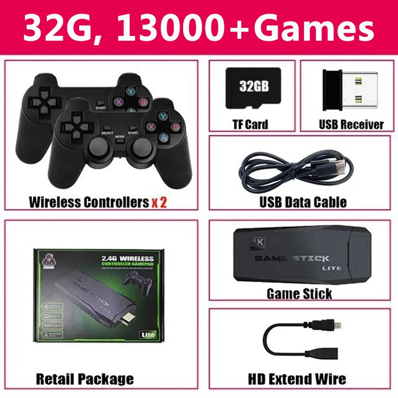 M8 Stick de Jogo Retrô 4K HD Com Controle Sem Fio e 20000 Jogos Embutidos
