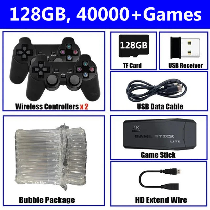 M8 Stick de Jogo Retrô 4K HD Com Controle Sem Fio e 20000 Jogos Embutidos