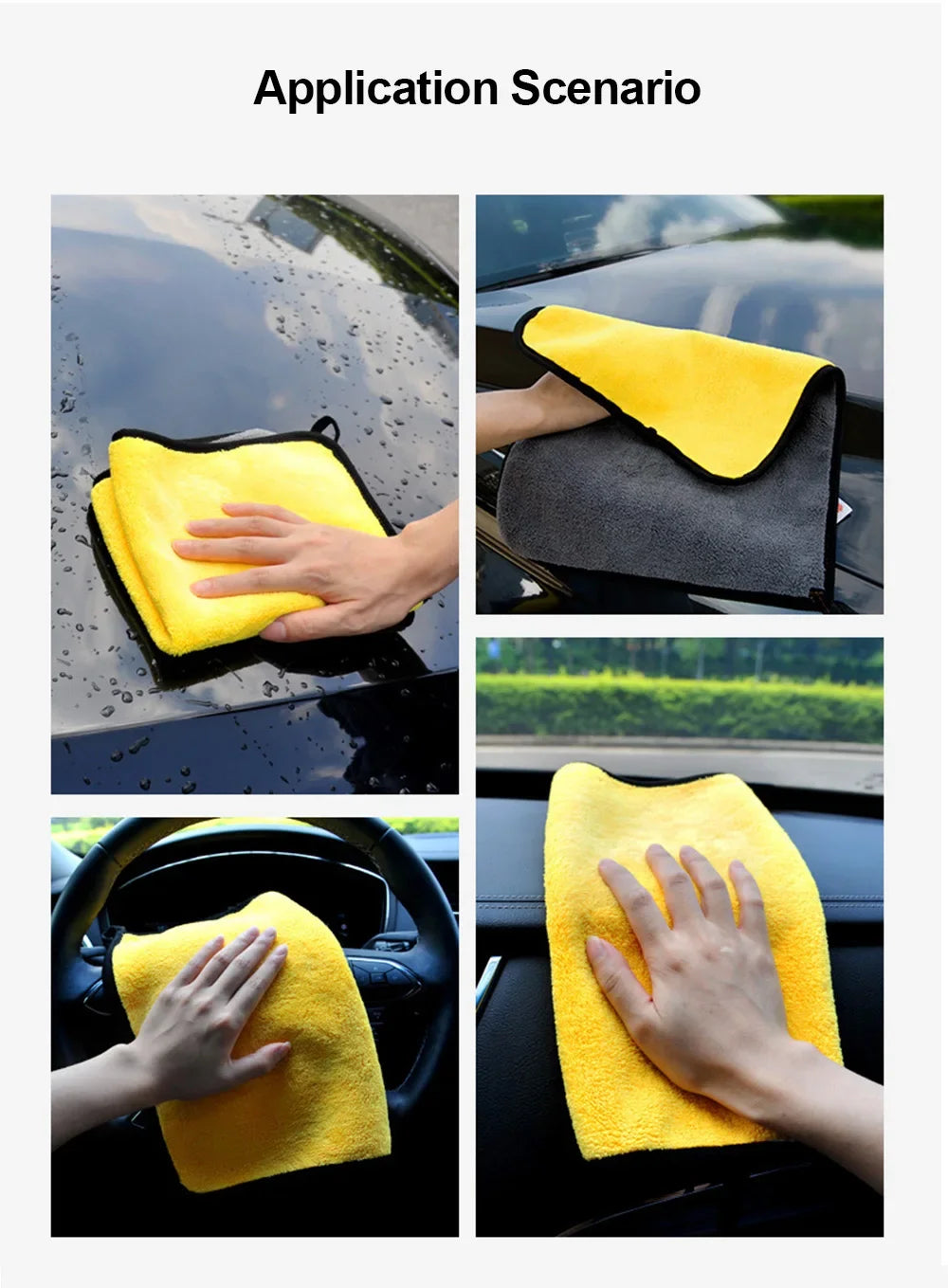 Pano de Limpeza para Carros Toalha de Microfibra Amarela Vários Tamanhos