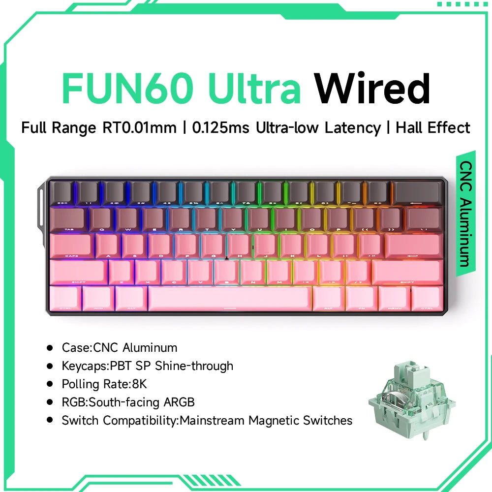 Akko MonsGeek FUN60 Teclado Gamer 60 Porcento Interruptor Magnético Gatilho 0.01mm