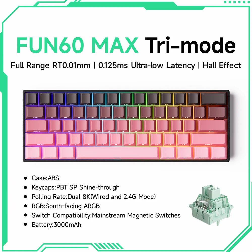 Akko MonsGeek FUN60 Teclado Gamer 60 Porcento Interruptor Magnético Gatilho 0.01mm