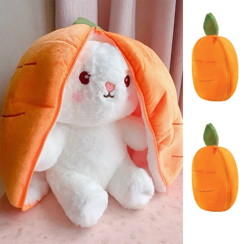 Boneco de Pelúcia Coelho Fofo 25 cm com Forma de Morango e Cenoura