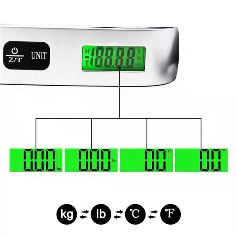 Balança digital portátil com tela LCD, 110 lb/50 kg, eletrônica. Nunca mais pague taxas por excesso de peso.