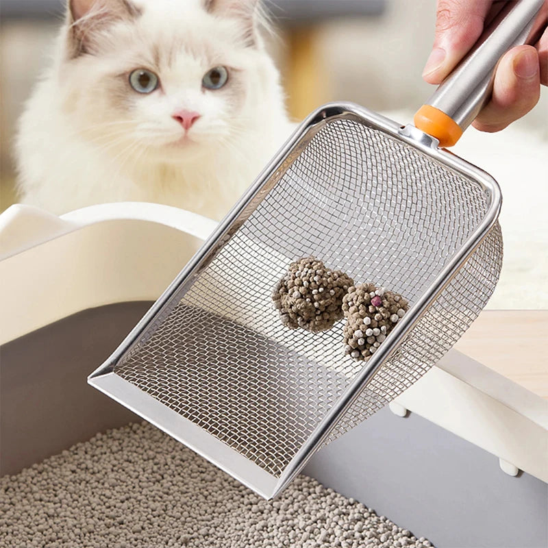 Colher de Areia para Gato Aço Inoxidável Malha Fina Durável e Fácil de Limpar