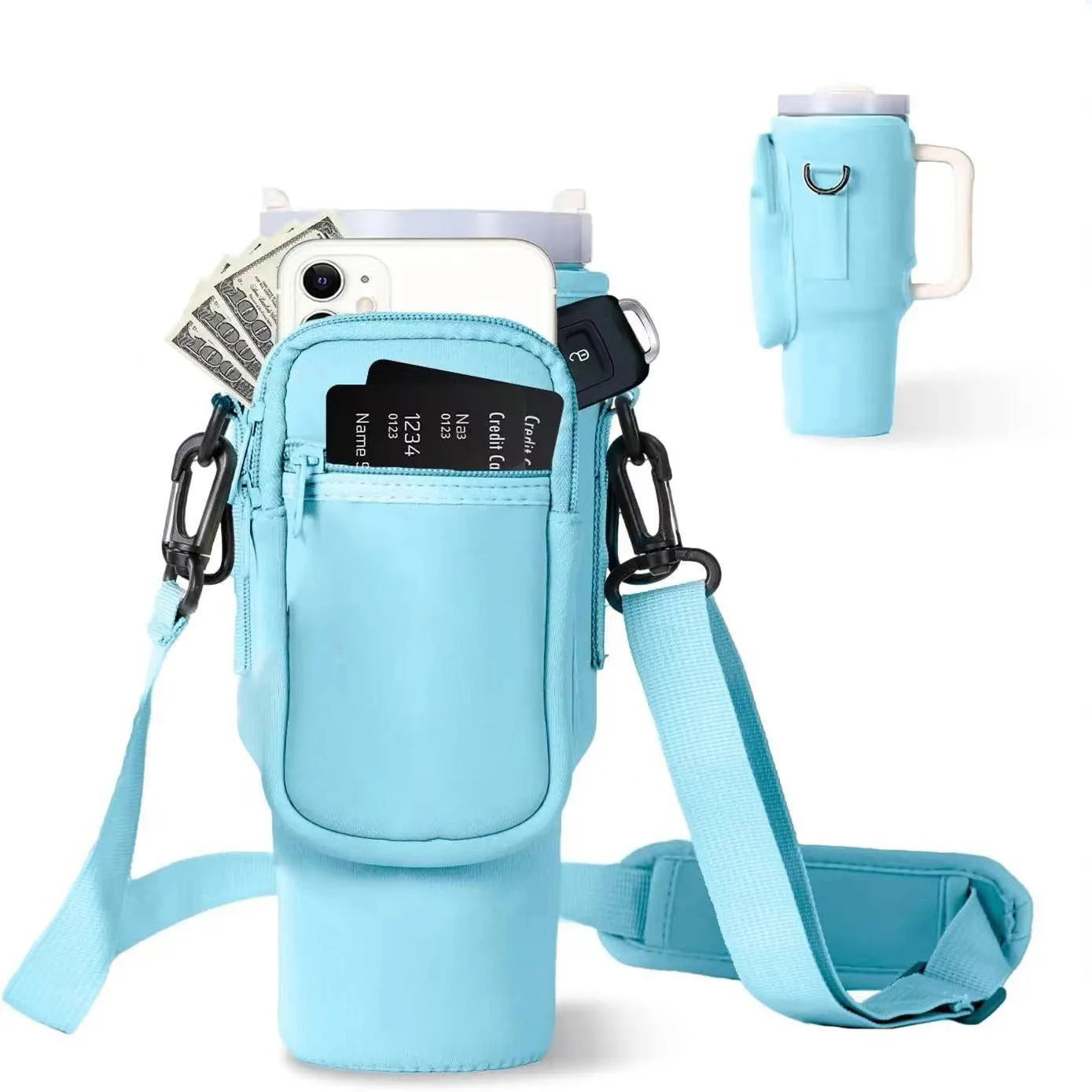 Bolsa para Garrafa de Água com Bolso para Celular Compatível com Stanley 40 oz