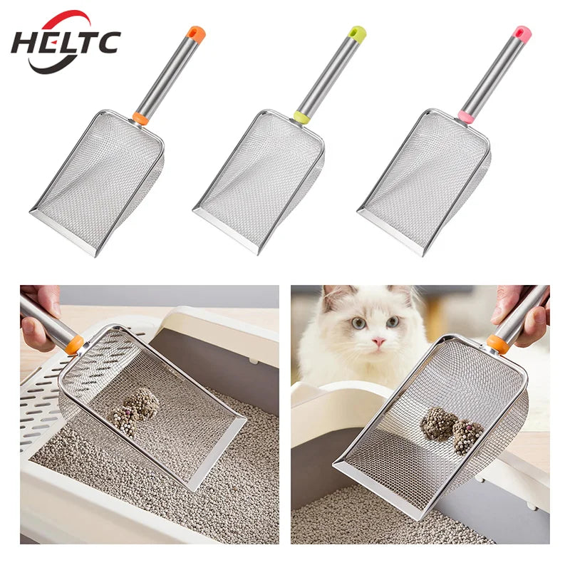Colher de Areia para Gato Aço Inoxidável Malha Fina Durável e Fácil de Limpar