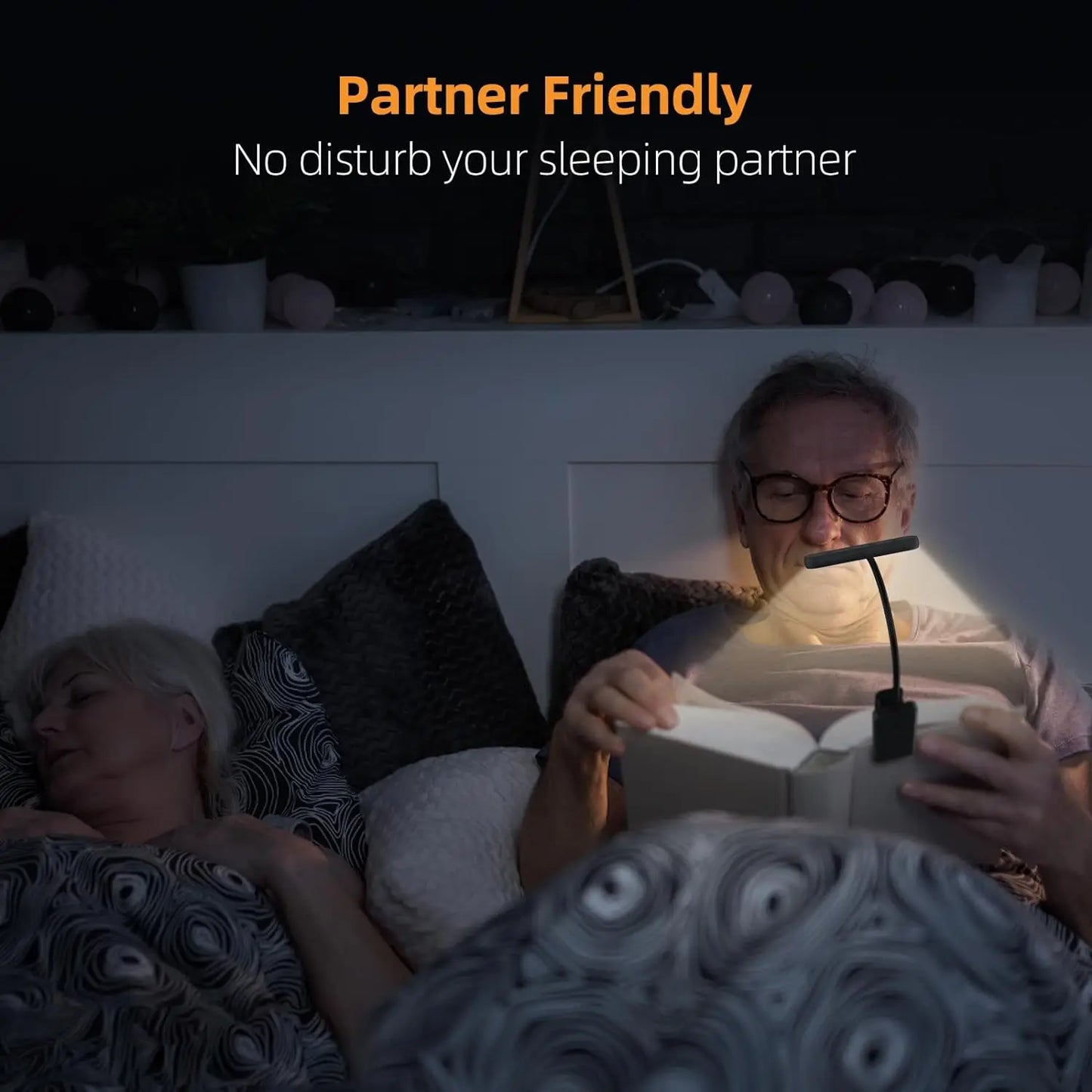Lâmpada de Leitura Recarregável USB com 14 LEDs Flexível Luz Diurna e Noturna para Escritório
