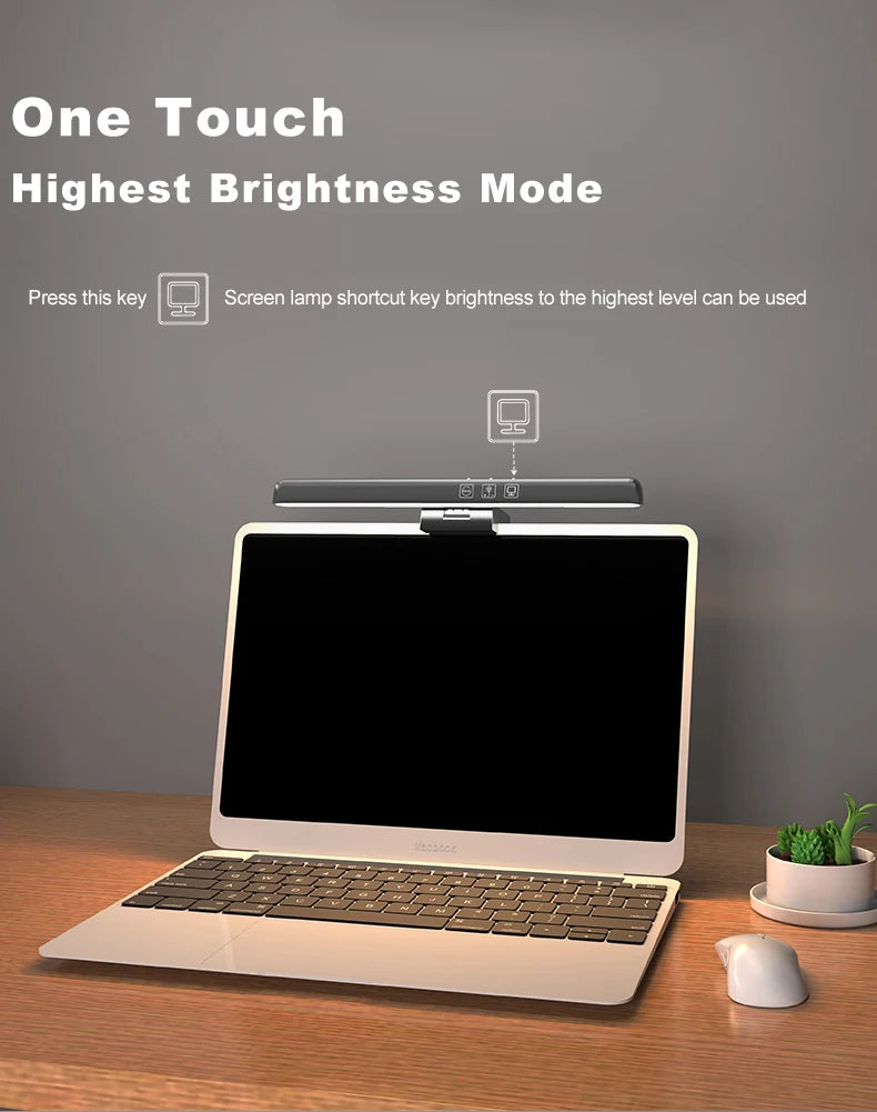 Iluminação LED para Monitor com Barra Suspensa, Controle de Brilho e Proteção Ocular para Trabalho e Leitura