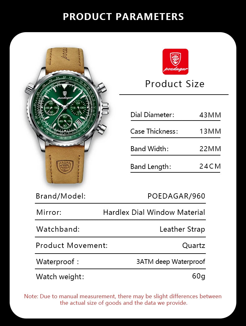 Relógio Masculino de luxo, POEDAGAR, de aço inoxidável, com design moderno, perfeito para os homens que modernos mas que não perderam a masculinidade.