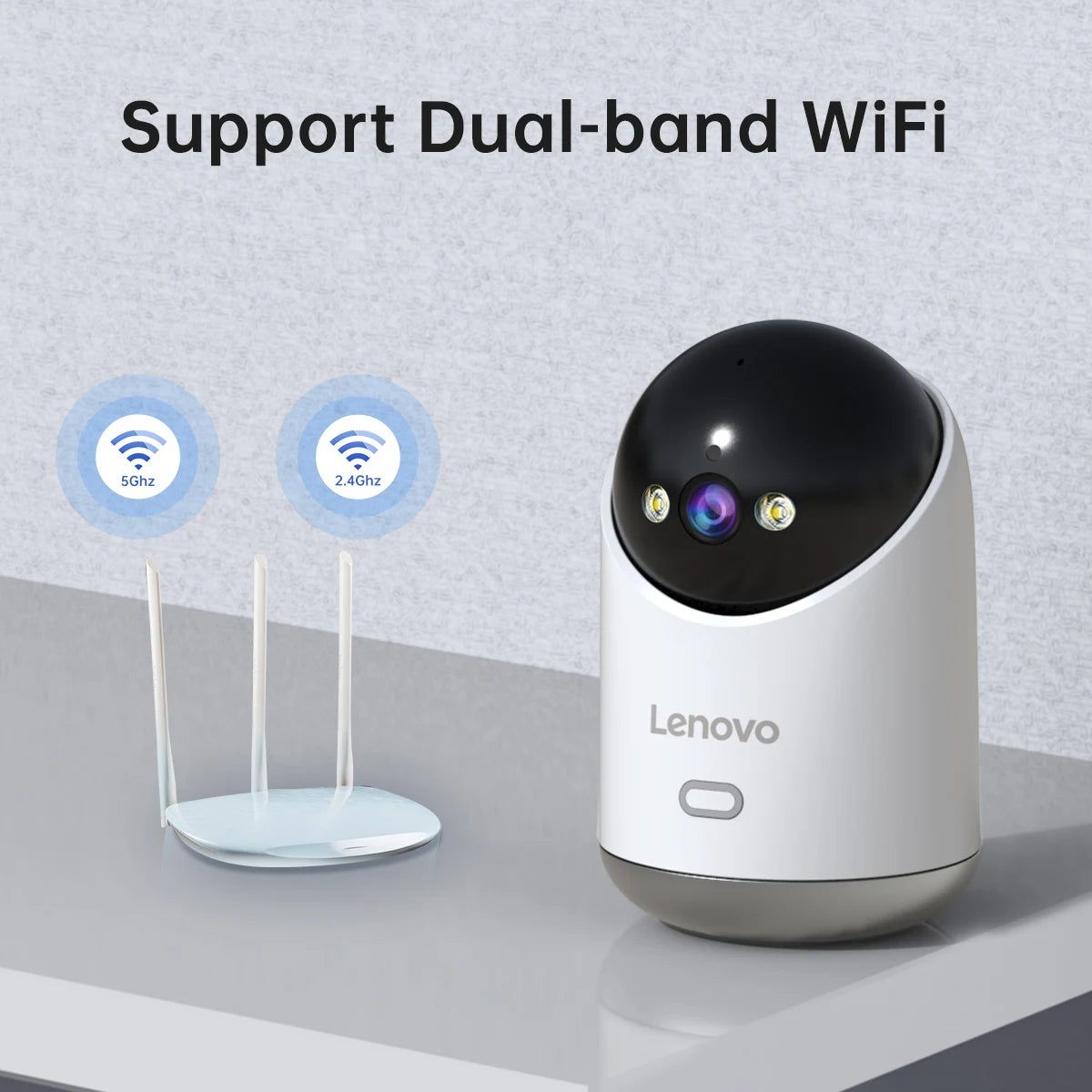 Câmera WiFi Lenovo 5MP Vigilância Interna com Rastreamento Automático e Visão Remota