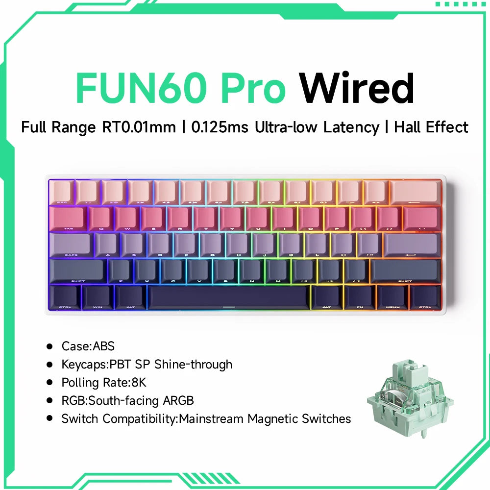Akko MonsGeek FUN60 Teclado Gamer 60 Porcento Interruptor Magnético Gatilho 0.01mm