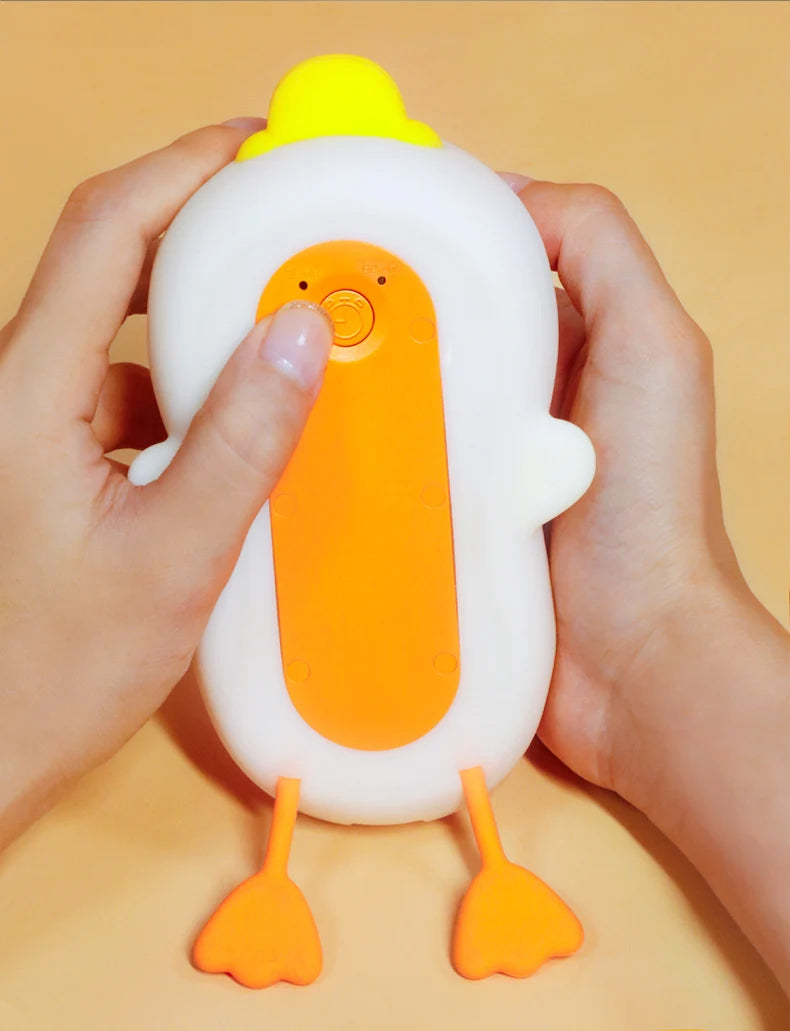 Lâmpada Doudou Duck de Silicone Luz Suave Sensor de Palmas Recarga USB