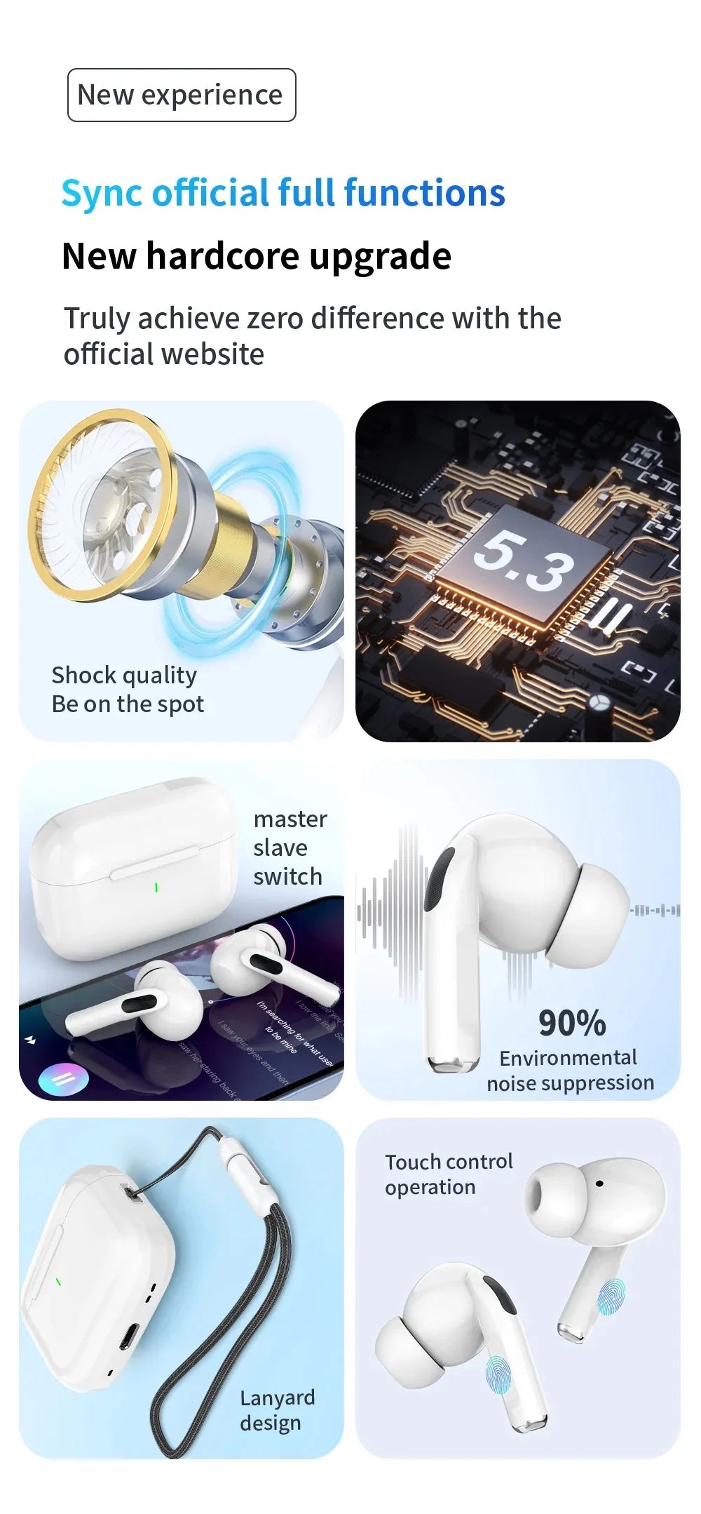 Fones Sem Fio Air Pro Bluetooth com Redução de Ruído para Android e iPhone