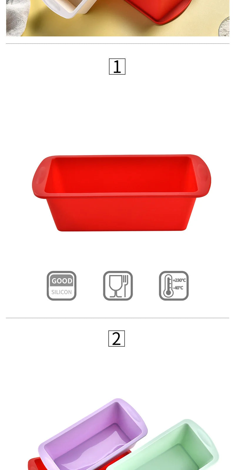 Conjunto de Moldes de Silicone para Pão Caseiro e Bolos Retangular Antiaderente