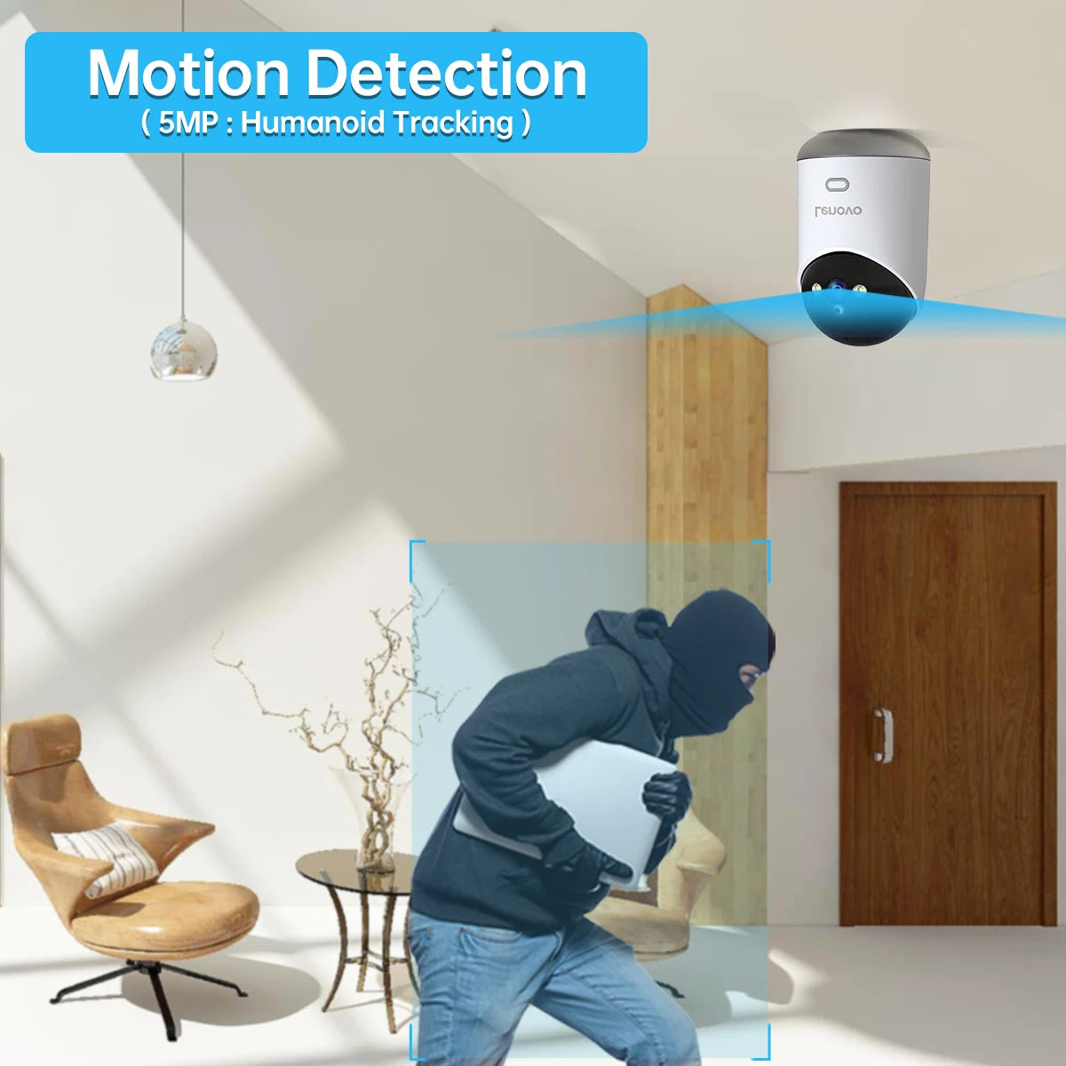 Câmera WiFi Lenovo 5MP Vigilância Interna com Rastreamento Automático e Visão Remota
