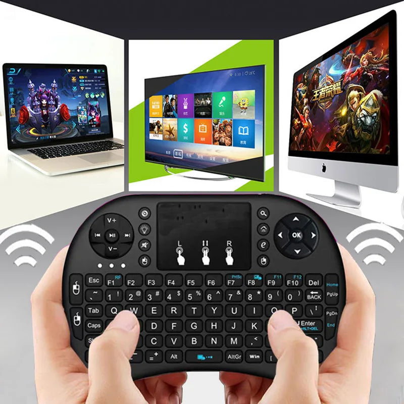 Teclado I8 Sem Fio com Touchpad Retroiluminado Bluetooth 2.4G Para TV Box e PC