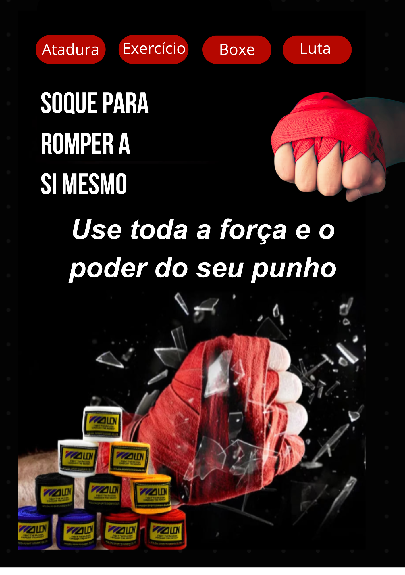 2 Peças Bandagem de Algodão para Boxe e outas lutas 1.5 a 5m Proteção para Mãos e Punhos