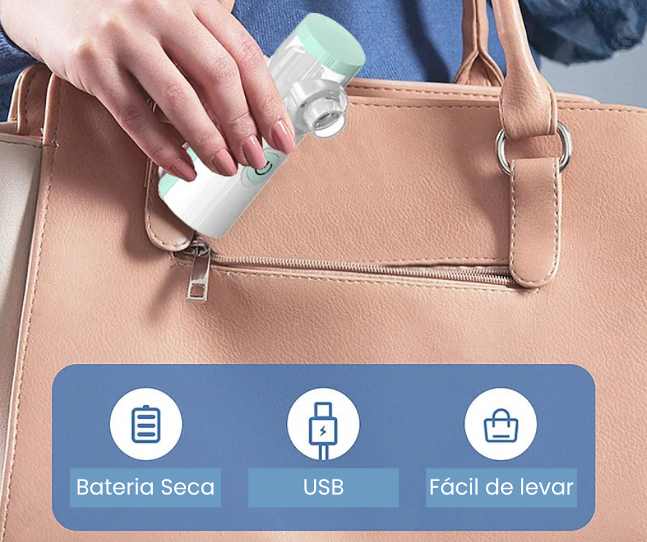 Nebulizador silencioso portátil Nebulizer. Nebulização sem barulho e sem estresse.