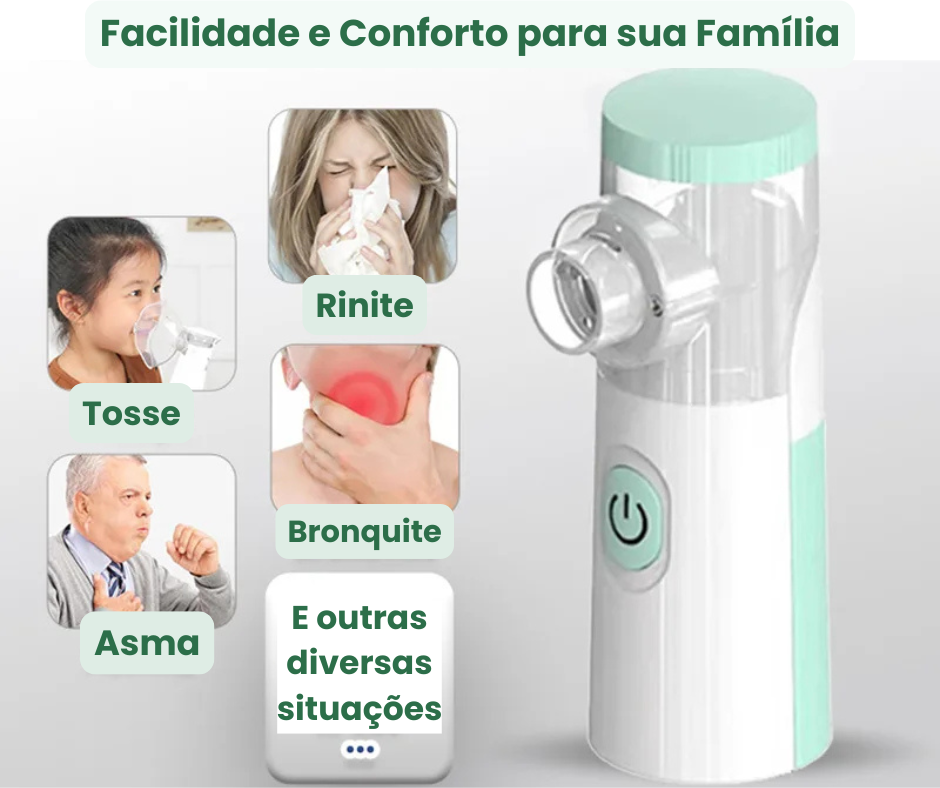 Nebulizador silencioso portátil Nebulizer. Nebulização sem barulho e sem estresse.