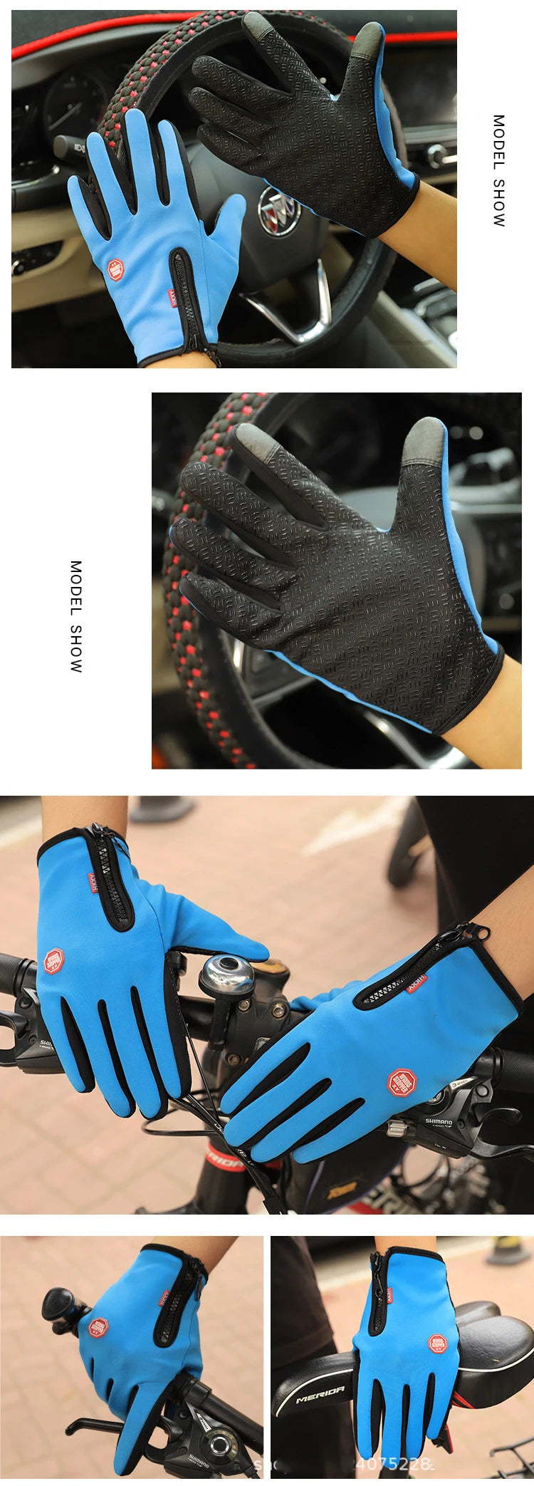 Luvas impermeáveis de ciclismo antiderrapante térmico para homens e mulheres, tela sensível ao toque, quente, ao ar livre, bicicleta, ginásio, condução, motocicleta, inverno