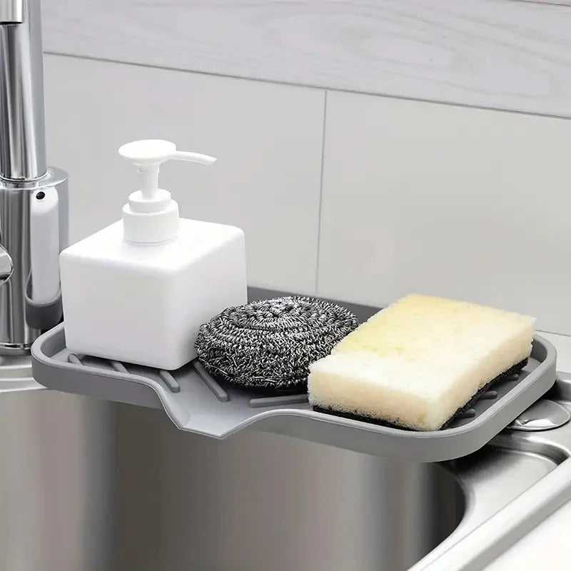 Bandeja de Silicone com Dreno para Organizar a Pia da Cozinha