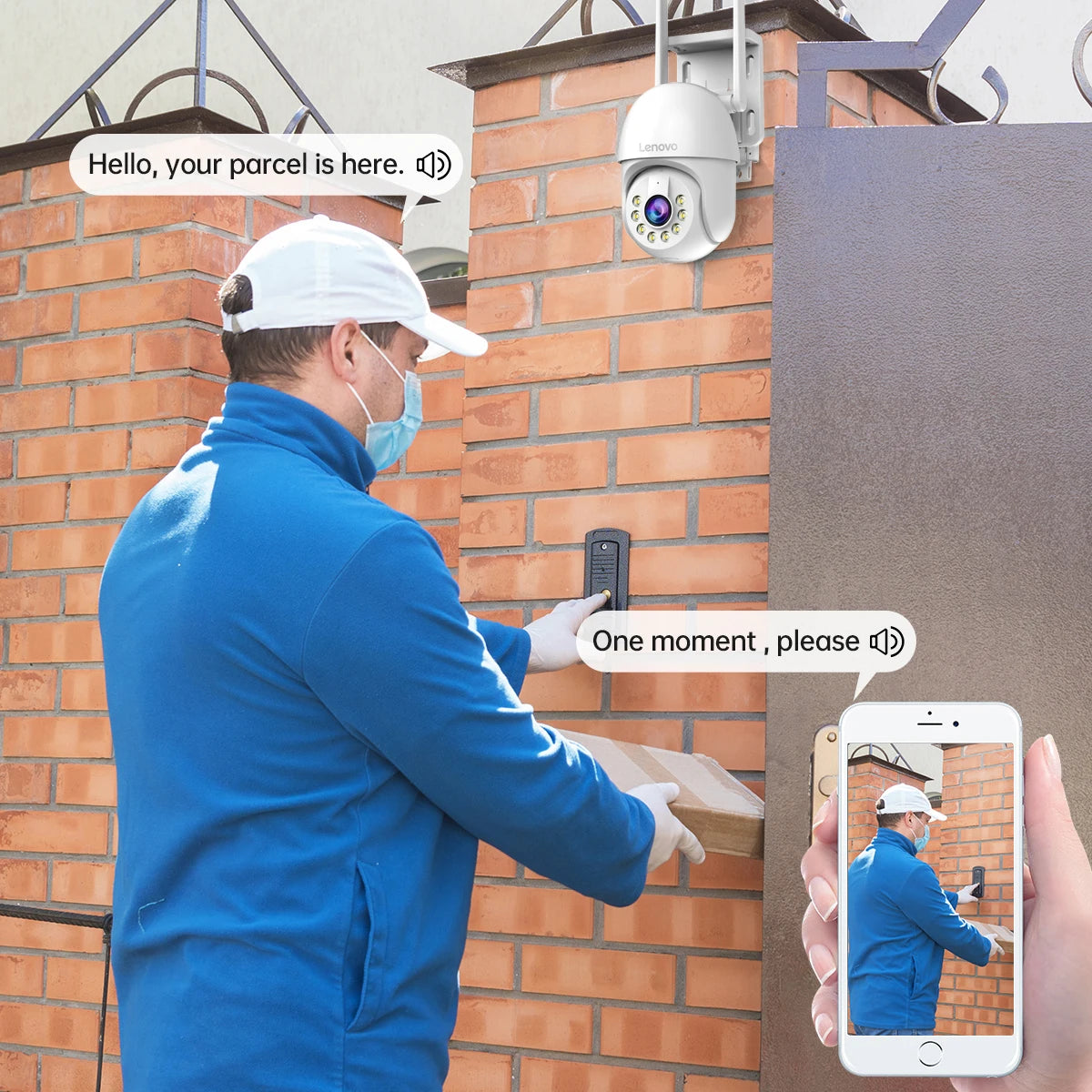 Lenovo Câmera IP PTZ 5MP com Zoom Digital 5x e Vigilância WiFi para Áreas Externas