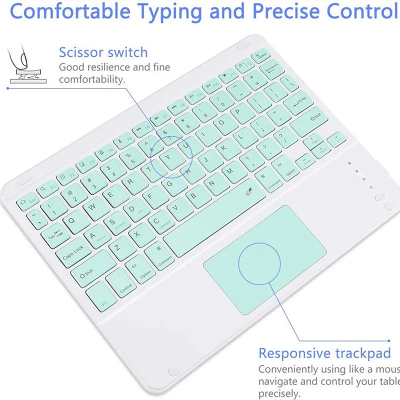 Teclado Recarregável Bluetooth 10 Polegadas Espanhol Inglês Para Tablet e Notebook
