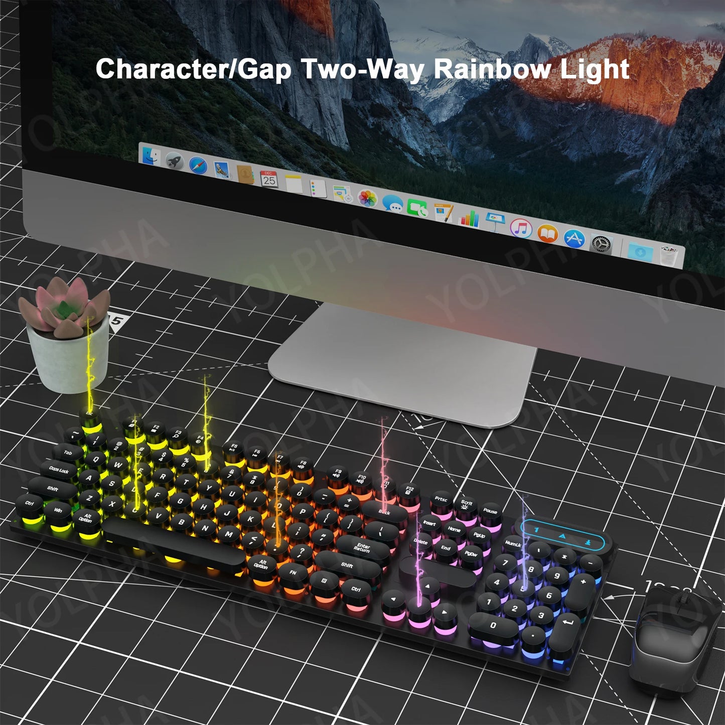 Teclado com Fio Iluminação RGB 104 Teclas Para Jogo Computador e Uso Diário