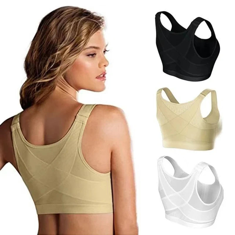 Sutiã Colete S-5XL com Fecho Frontal para Correção de Postura e Suporte Esportivo