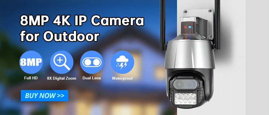 Câmera de Segurança WiFi Tuya 5MP 8MP 4K com Função de Rastreamento Automático