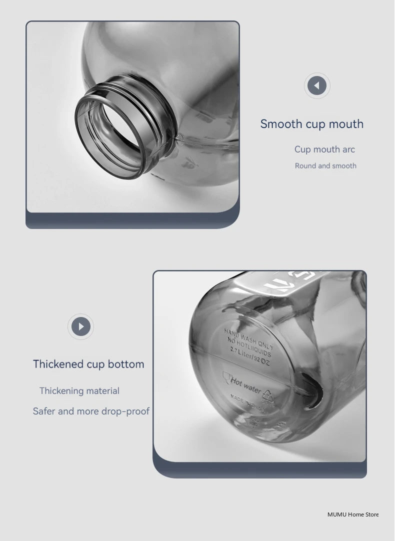 Garrafa gigante fitness, viagens e hidratação prolongada. Não perca tempo nos bebedouros, tenha água para todo o treino ou viagem.