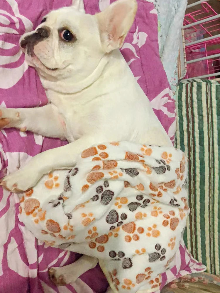 Cobertor Quente para Gatos e Cães Lã Grossa com Pegadas Aconchegante Outono Inverno
