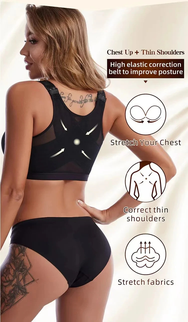 Sutiã Colete S-5XL com Fecho Frontal para Correção de Postura e Suporte Esportivo