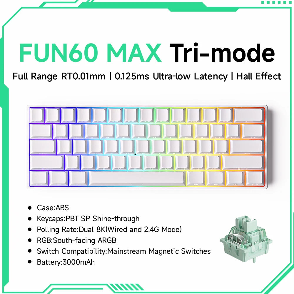 Akko MonsGeek FUN60 Teclado Gamer 60 Porcento Interruptor Magnético Gatilho 0.01mm