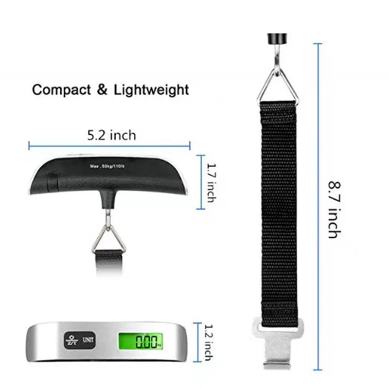 Balança digital portátil com tela LCD, 110 lb/50 kg, eletrônica. Nunca mais pague taxas por excesso de peso.