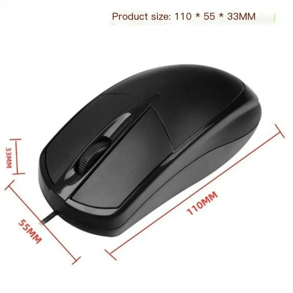 Mouse com Fio USB 1200DPI Rolo 3D Antiderrapante para Casa Escritório e Desktop