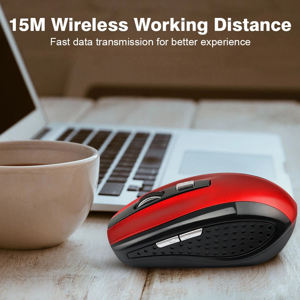 Rato Sem Fio 2.4G Bluetooth Ergonômico com 6 Botões e DPI Ajustável para PC e Tablet