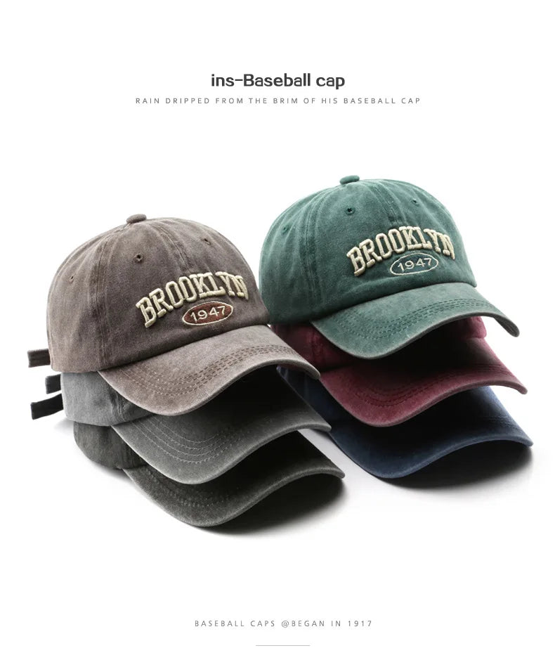 Boné de Beisebol Retrô Bordado Brooklyn Algodão Ajustável para Homens e Mulheres