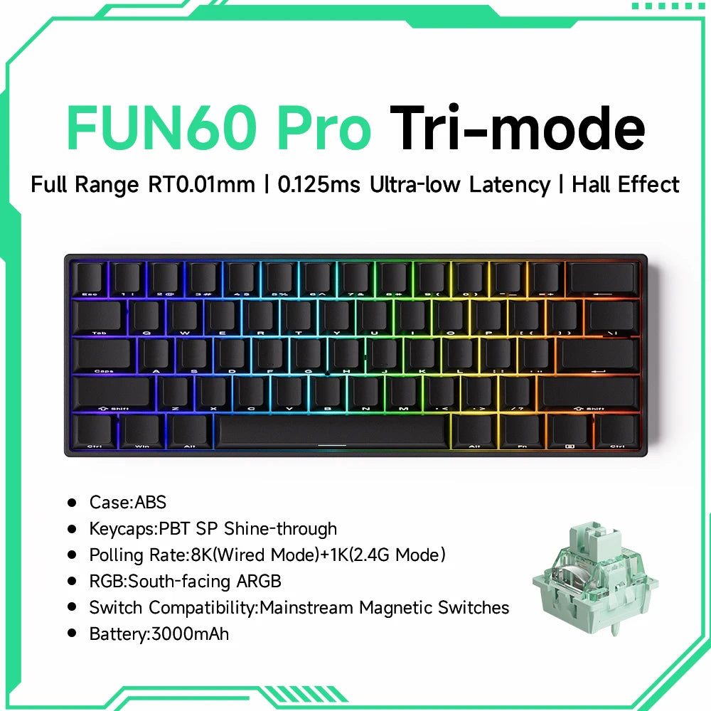 Akko MonsGeek FUN60 Teclado Gamer 60 Porcento Interruptor Magnético Gatilho 0.01mm