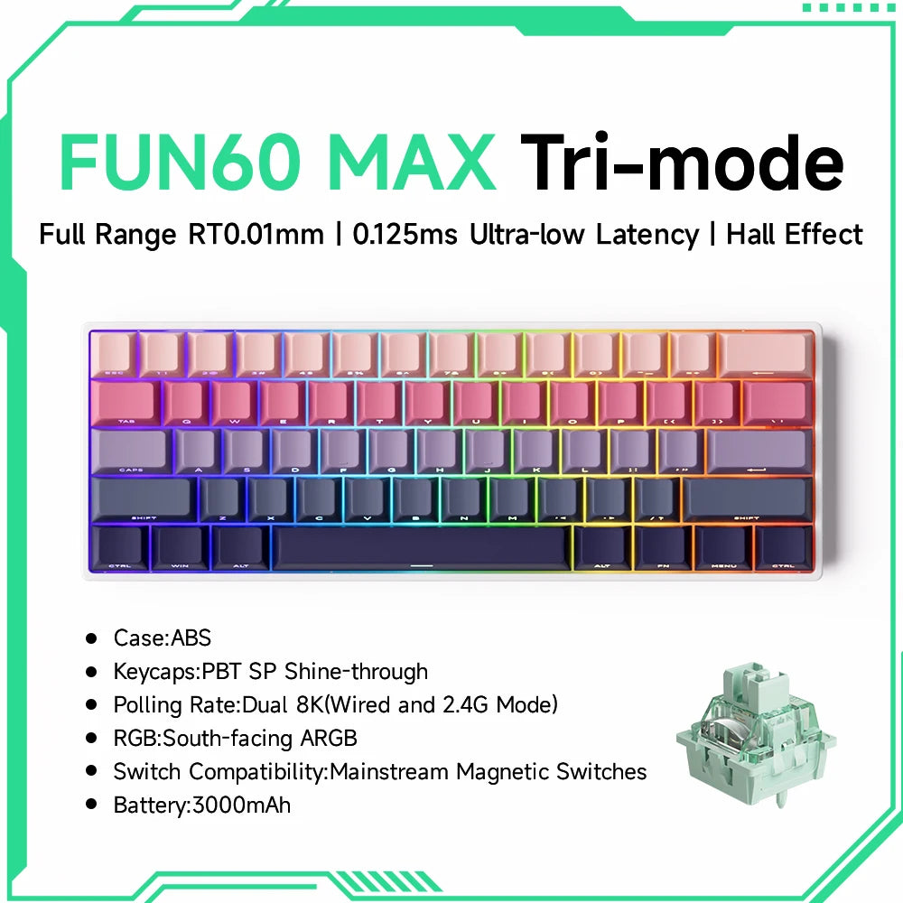 Akko MonsGeek FUN60 Teclado Gamer 60 Porcento Interruptor Magnético Gatilho 0.01mm