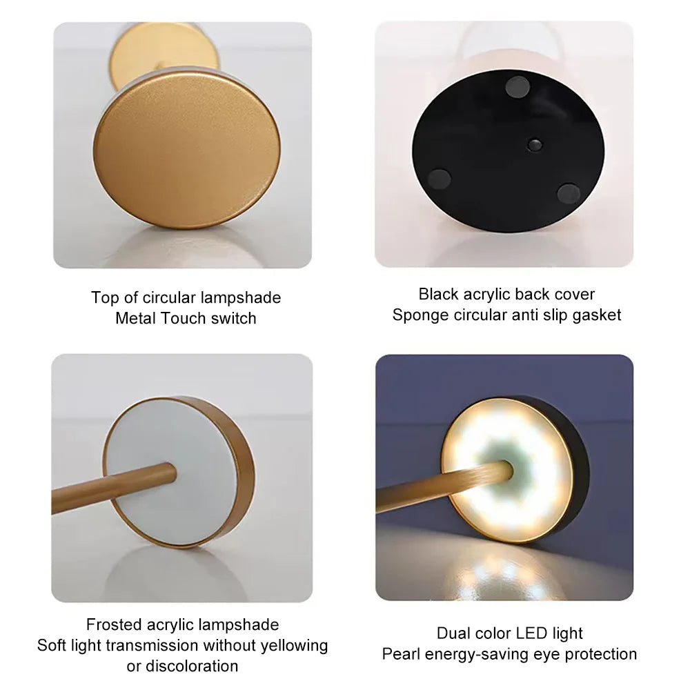 Lâmpada de Mesa com Escurecimento Contínuo e Bateria Recarregável Estilo Clássico para Bar ou Quarto