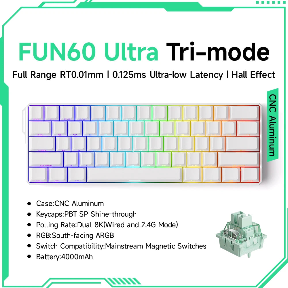 Akko MonsGeek FUN60 Teclado Gamer 60 Porcento Interruptor Magnético Gatilho 0.01mm