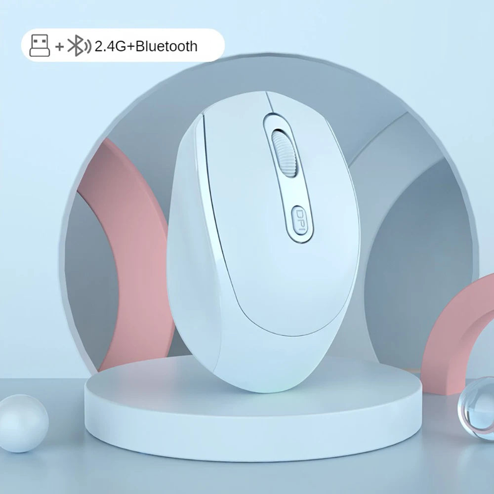Mouse Ergonômico Sem Fio Silencioso Modo Duplo Recarregável para PC e Gaming
