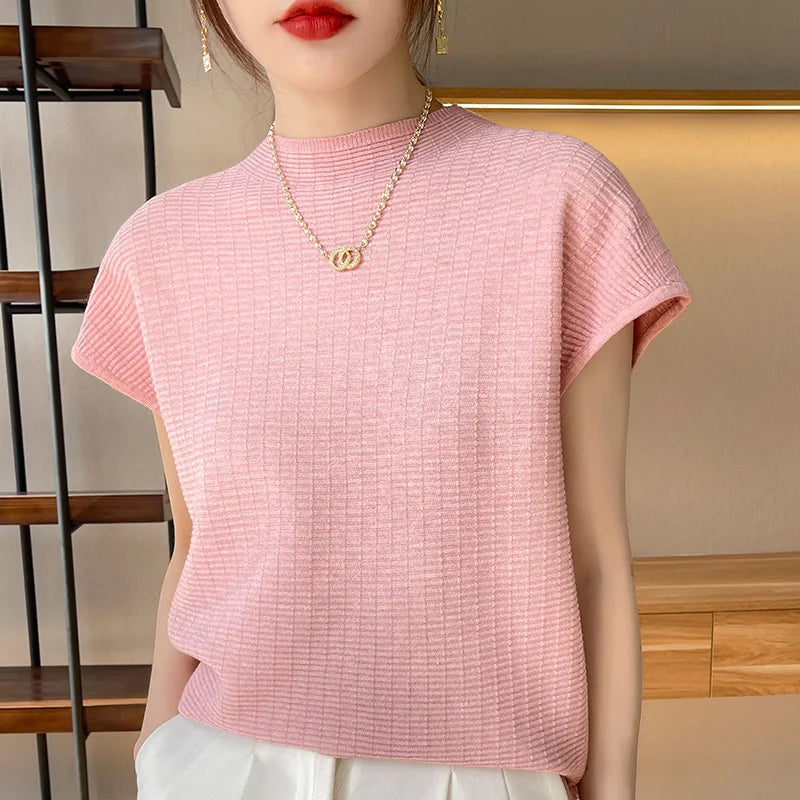 Camiseta Feminina Verão Oversize Gola O Manga Curta Estilo Casual e Confortável