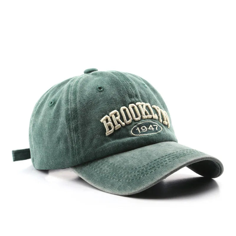 Boné de Beisebol Retrô Bordado Brooklyn Algodão Ajustável para Homens e Mulheres