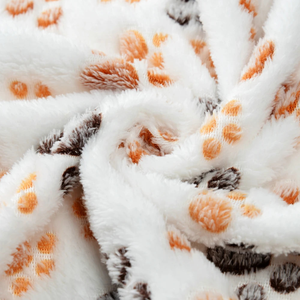 Cobertor Quente para Gatos e Cães Lã Grossa com Pegadas Aconchegante Outono Inverno