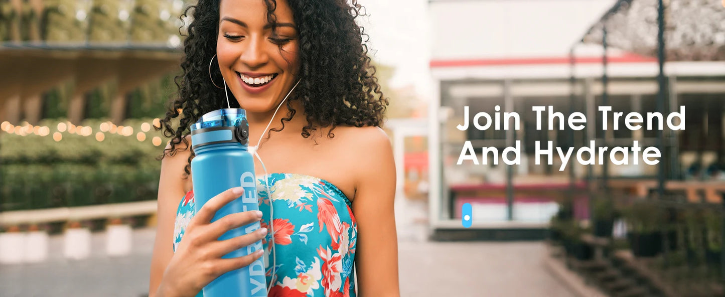 Garrafa de água Fashion com frases motivacionais perfeita para esportes e viagens