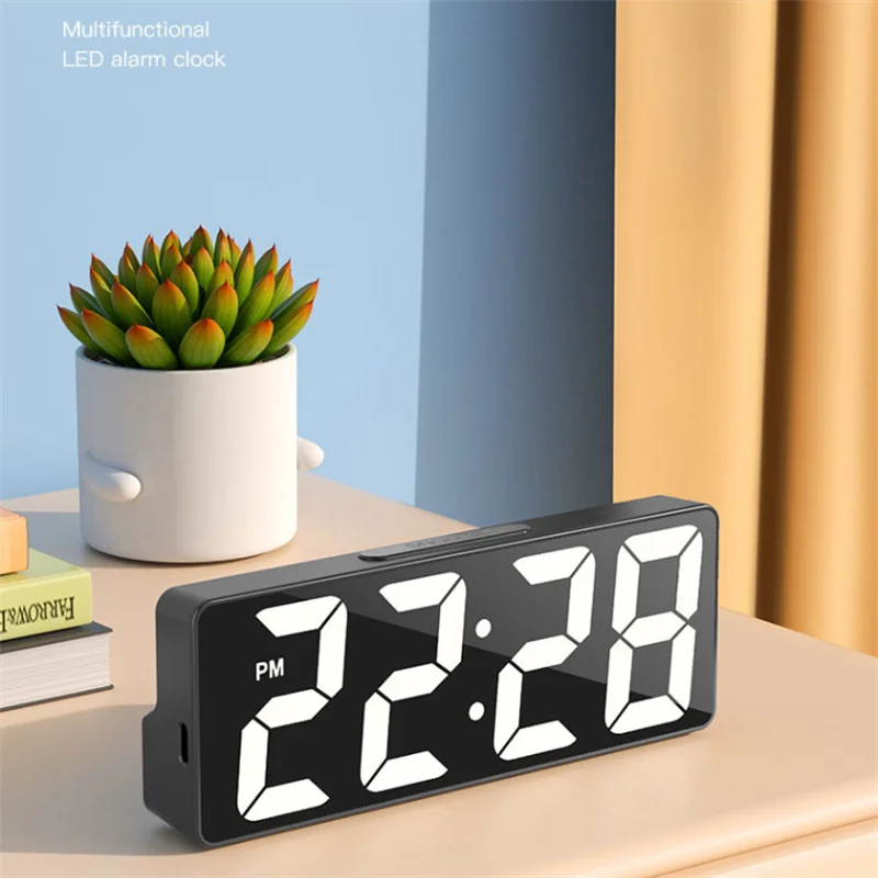 Relógio de Quarto com Alarme LED Brilho Ajustável e Indicador de Temperatura